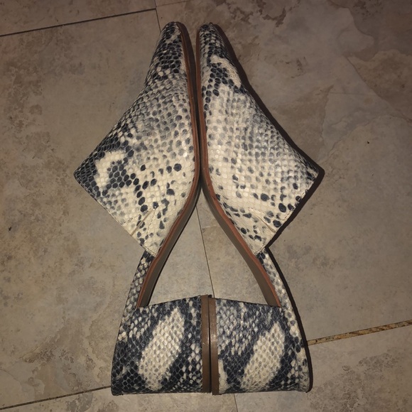 Prwnd Steve Madden black and beige leather snake print clogs slip on sz10 - Picture 9 of 11